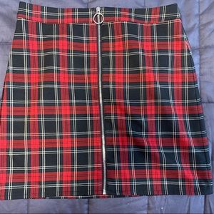 cute plaid zip up pencil skirt